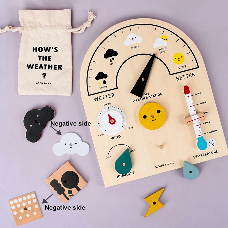 WEMMICKS Kids Wooden Educational Toy Weather Station Weather Temperature Record Activity Board Growth Learning Teaching Toys 5 WEMMICKS Kids Wooden Educational Toy Weather Station Weather Temperature Record Activity Board Growth Learning Teaching Toys 5