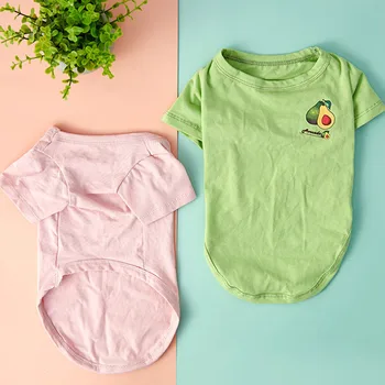 

Pink Green Dog Shirt Hoodie Avocado Lemon Print O-neck Sweatshirt For Corgi Bichon Summer Shortsleeve Vest Tshirt For Small Dogs