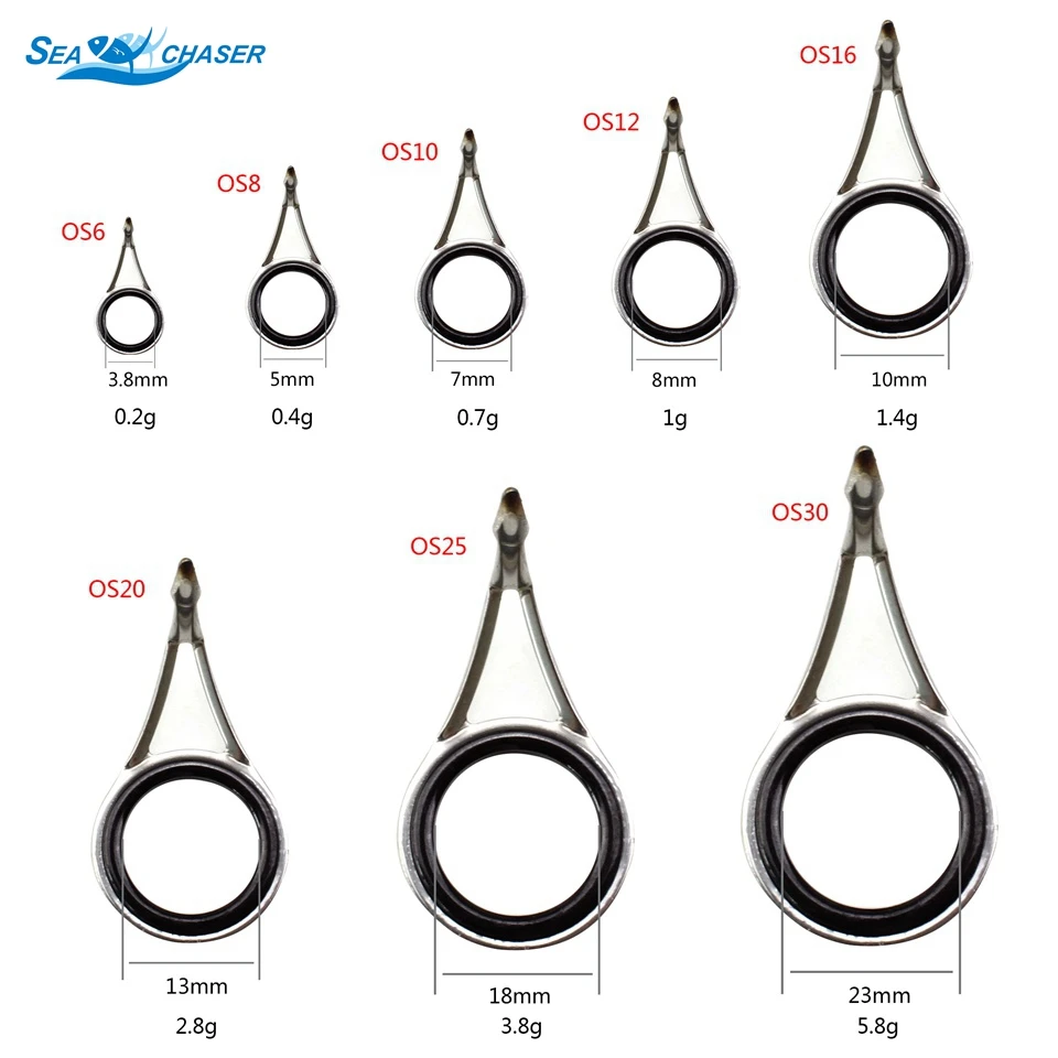 

8pcs ring Mixed Size Stainless Steel Fishing Rod Guide Set Tip Strong Line Rings Fishing Rod Guide Tip Top Repair Fishing rod