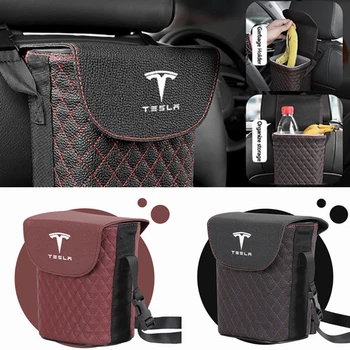 

Car Seat back Trash Can Ashbin Storage Box for Tesla Roadster Cybertuck Model3 Model S ModelX Auto Garbage Pocket Accessories