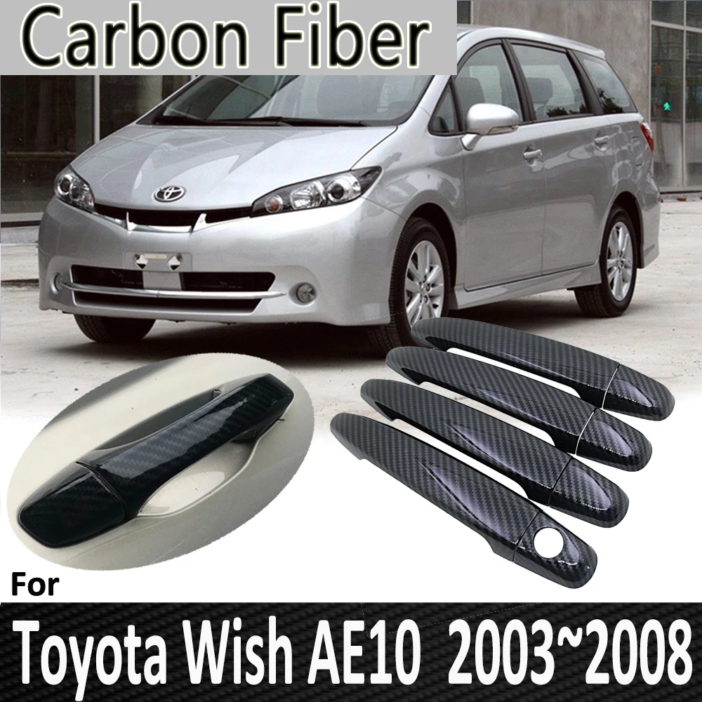 

Черное углеродное волокно для Toyota Wish AE10 10 2003 2004 2005 2006 2007 2008 крышка дверной ручки Наклейка украшения автомобильные аксессуары