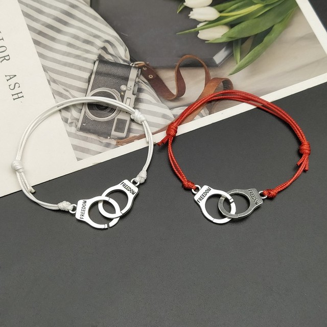 pcs Handcuff Bracelet Set BBF Adjustable Rope  Bracelet for Women Men Friendship Couple Bracelets Matching Bracelets