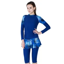 Два предмета с длинным рукавом размера плюс консервативный купальный костюм для мусульманских купальных костюмов полное покрытие Burkini купальный костюм мусульманский купальный костюм