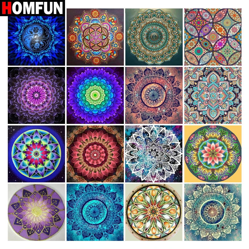 Diamond Painting Diamond Painting Accessories HOMFUN Full Diamond Embroidery "Mandala landscape" Diamond Painting Cross Stitch Patterns Rhinestone Unfinished Home Decor