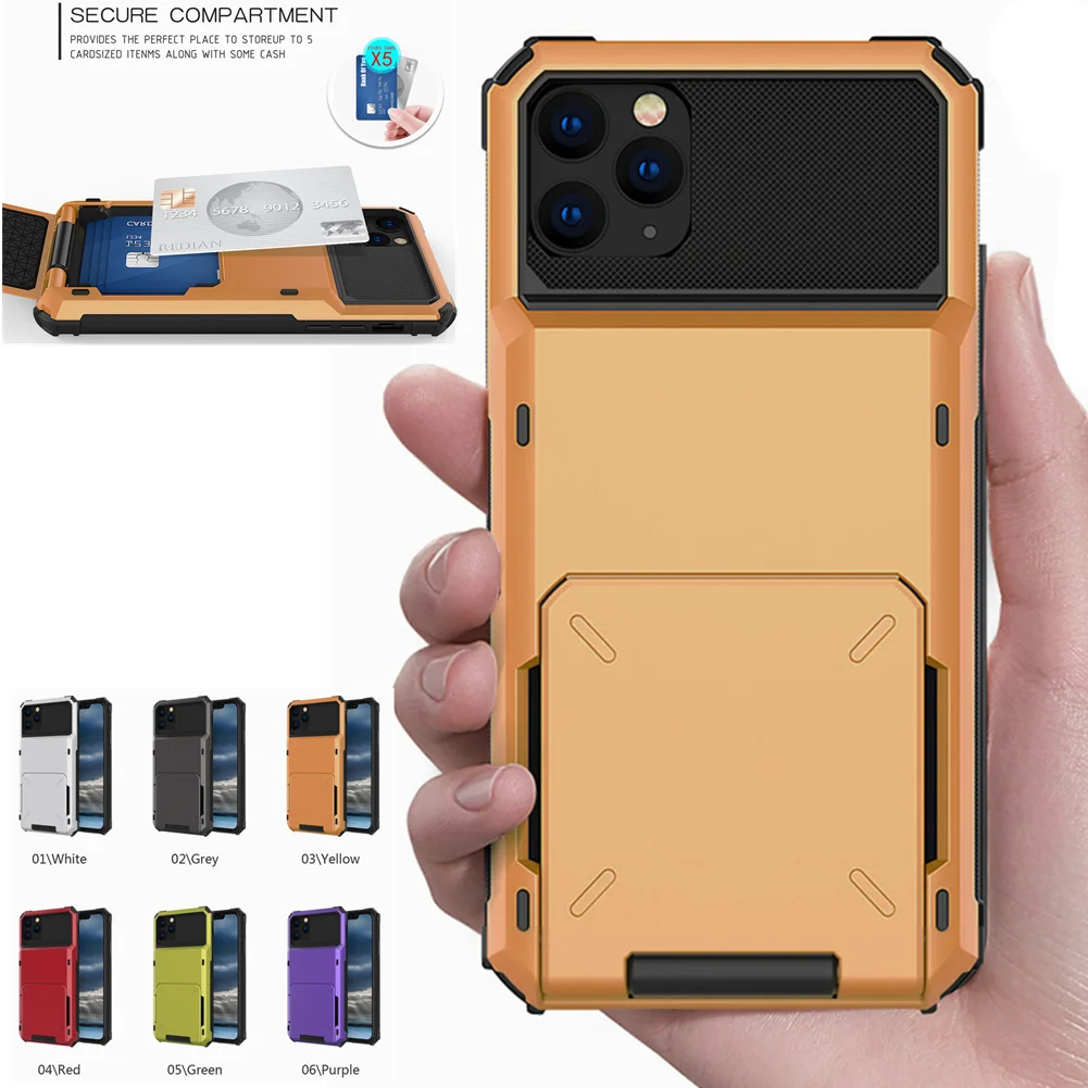 

Credit Card Slots Case For iPhone XI XIR XIMAX 2019 6 6S 7 8 Plus 7+ Case Wallet ID Slot Cover For iPhone 5.8 6.1 6.5 2019 7plus