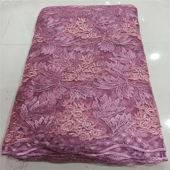 

2020 high quality French Nigerian sequins net lace, African tulle mesh sequence lace fabric for party dress 5yards / lot onion