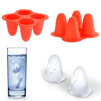 

1PC Four Grid Ghost Ice Tray Creative Halloween Ghost Ice Cube Mold High Quality Silicone Drinking Water Kitchen Bar Supplies