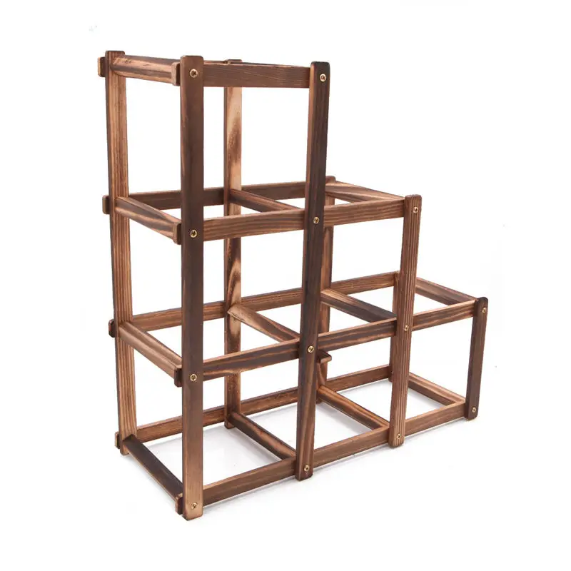 Carbonized Wood 6 Деревянный красный винный шкаф 6 держатель для бутылок кухонный выставочный Органайзер 72XF - Цвет: Carbonized Wood 6