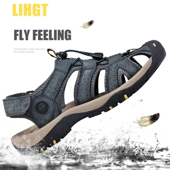 

Outdoor Hiking Shoes Waterproof Men Summer Climbing Sandals Genuine Leather Mountain Trekking Sneakers Man Anti-skid Sport Shoes