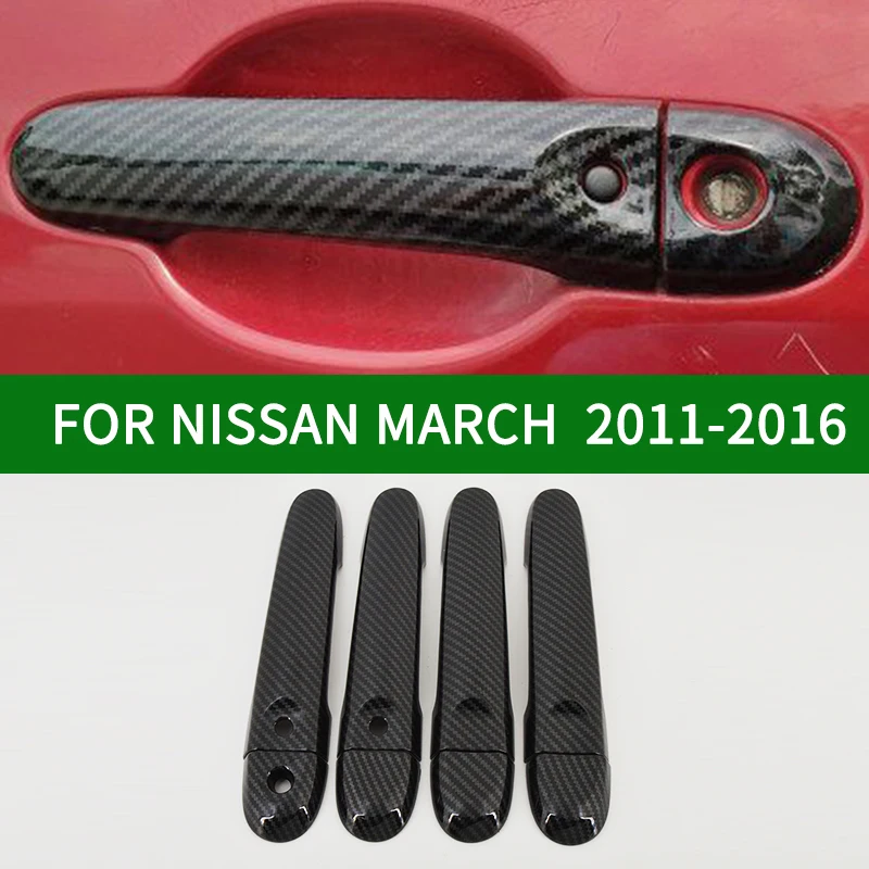 Чехлы на дверные ручки из углеродного волокна для Nissan MARCH K13 4 поколения 2011-2016 2012 2013