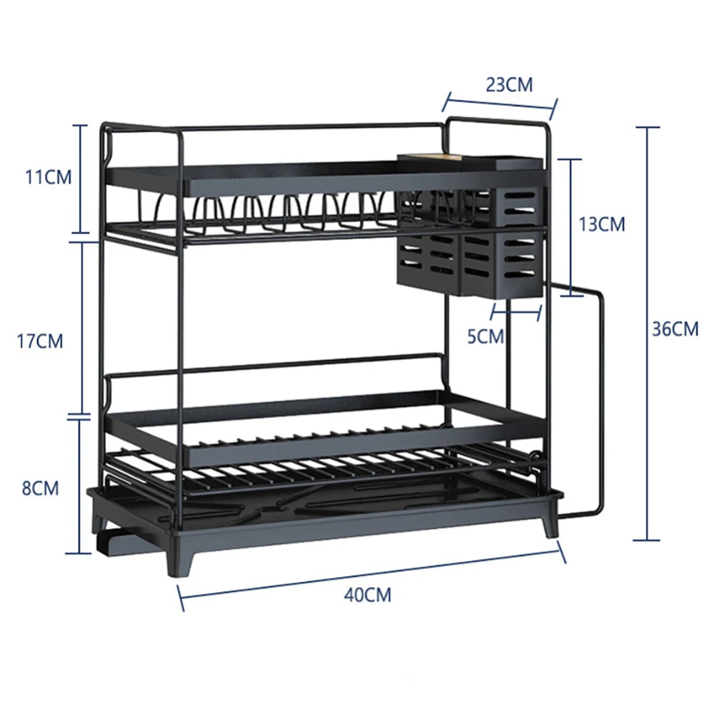 

Stainless Steel Dish Rack Kitchen 2 Layers Plates Bowl Storage Shelf Durable Kitchen Tableware Drain Bowl Rack