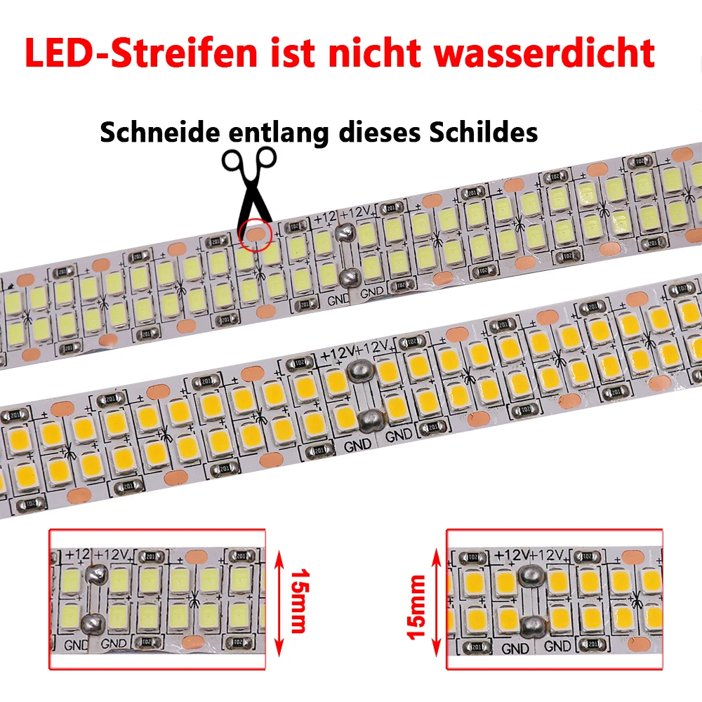 5M SMD2835 Светодиодные ленты светильник 12V 24V 480 светодиодный s/М гибкий светодиодный лента Водонепроницаемый светодиодный веревочкой двухрядный светодиодный светильник полосы украшения