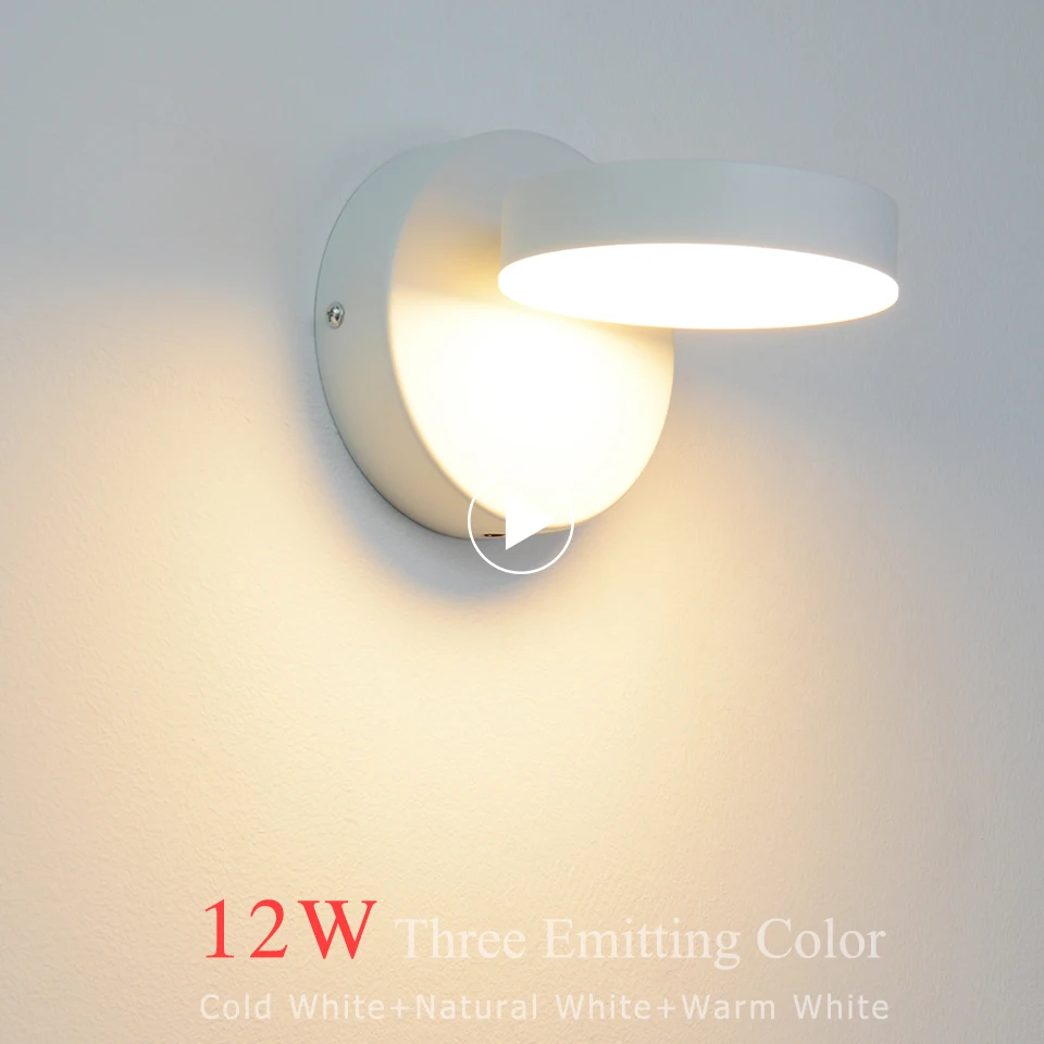 Скандинавский светодиодный настенный светильник 12 Вт регулируемый 3 цвета умеренный цепной переключатель прикроватные настенные лампы для спальни гостиной светодиодный настенный светильник
