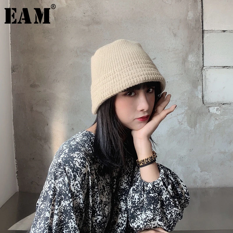 

[EAM] Women Brief Knitting Multicolor Fishermen Hat New Round Dome Temperament Fashion Tide All-match Spring Autumn 2020 1N773
