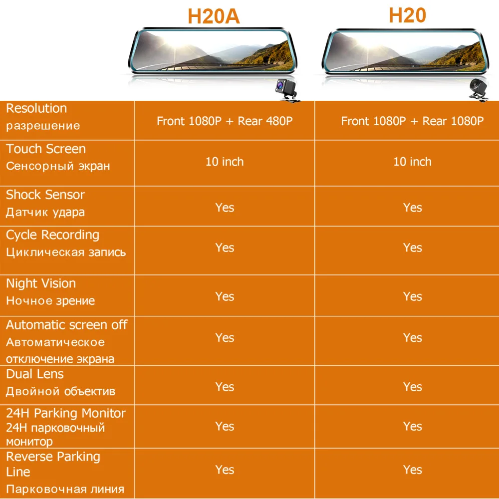 10 &quotАвтомобильный видеорегистратор Камера в зеркале заднего вида Full hd 1080P