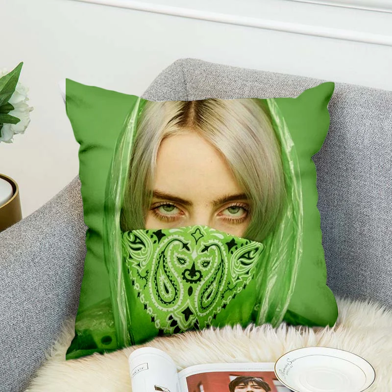 billie eilish Pillow Case Polyester Decorative Pillowcases Throw Pillow Cover style-1