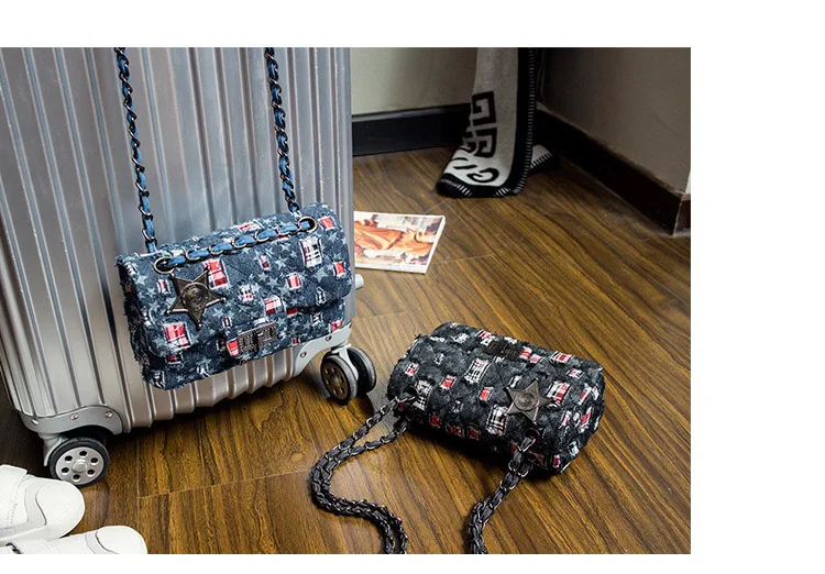 2019 Luxury Star Patchwork Denim Handbags Women Bags Designer Brand Flap Chain Crossbody Bag Female Quilted Jeans Shoulder Bags (2)