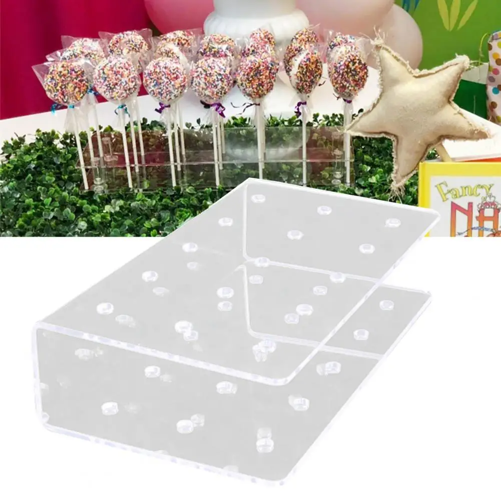 1Pc Acrylic Lollipop Holder Rectangle Shape Double Layer Acrylic Cake Pop Stand Display Lollipop Stand for Wedding