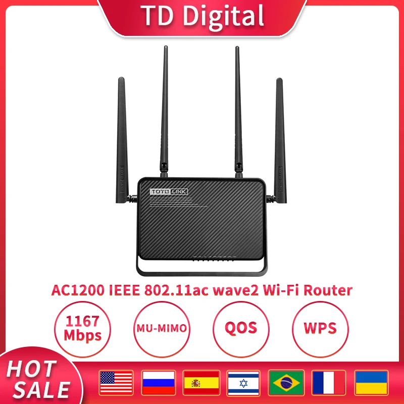 TOTOLINK A3700R Wireless Wifi Repeater IEEE 802.11ac Wi-Fi Router 5*Gigabit Port 2.4G&amp5G Dual Band poytep Support QOS，DHCP |