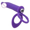 10 Speed Double Penetration Vibrator Silicone Strap-on Dildo Vibrator With Penis Ring Strap On Penis Anal Butt Plug for Man 1