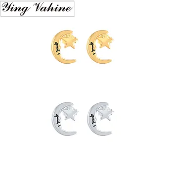 

ying Vahine 100% 925 Sterling Silver Star and Moon Stud Earrings for Women