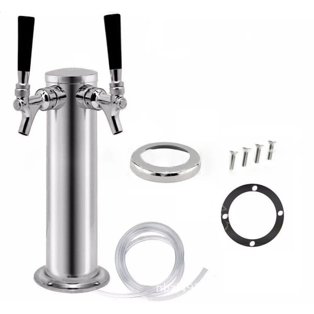 

Homebrew Two Taps Beer Tower Stainless Steel Double Beer Tap Faucet Bar Accessoires Silver