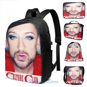 

Funny Graphic print Boy George & Culture Club 01 USB Charge Backpack men School bags Women bag Travel laptop bag