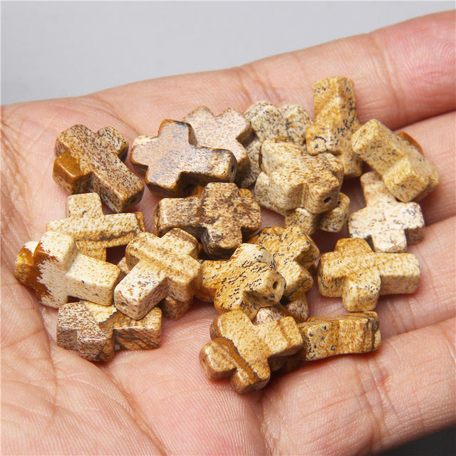 Natural Stone Crystal Tiger Eye Cross Loose Spacer Beads Charm for Women Jewelry Making DIY Necklace Bracelet Part 10pcs