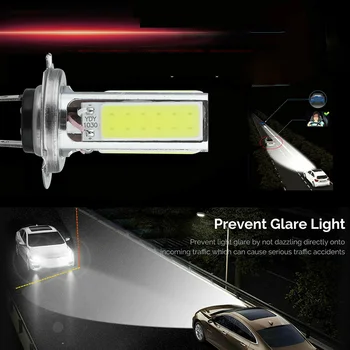 

White H7 DC 12V LED Light Truck Accessories 2pcs Fog Light Headlight 80W