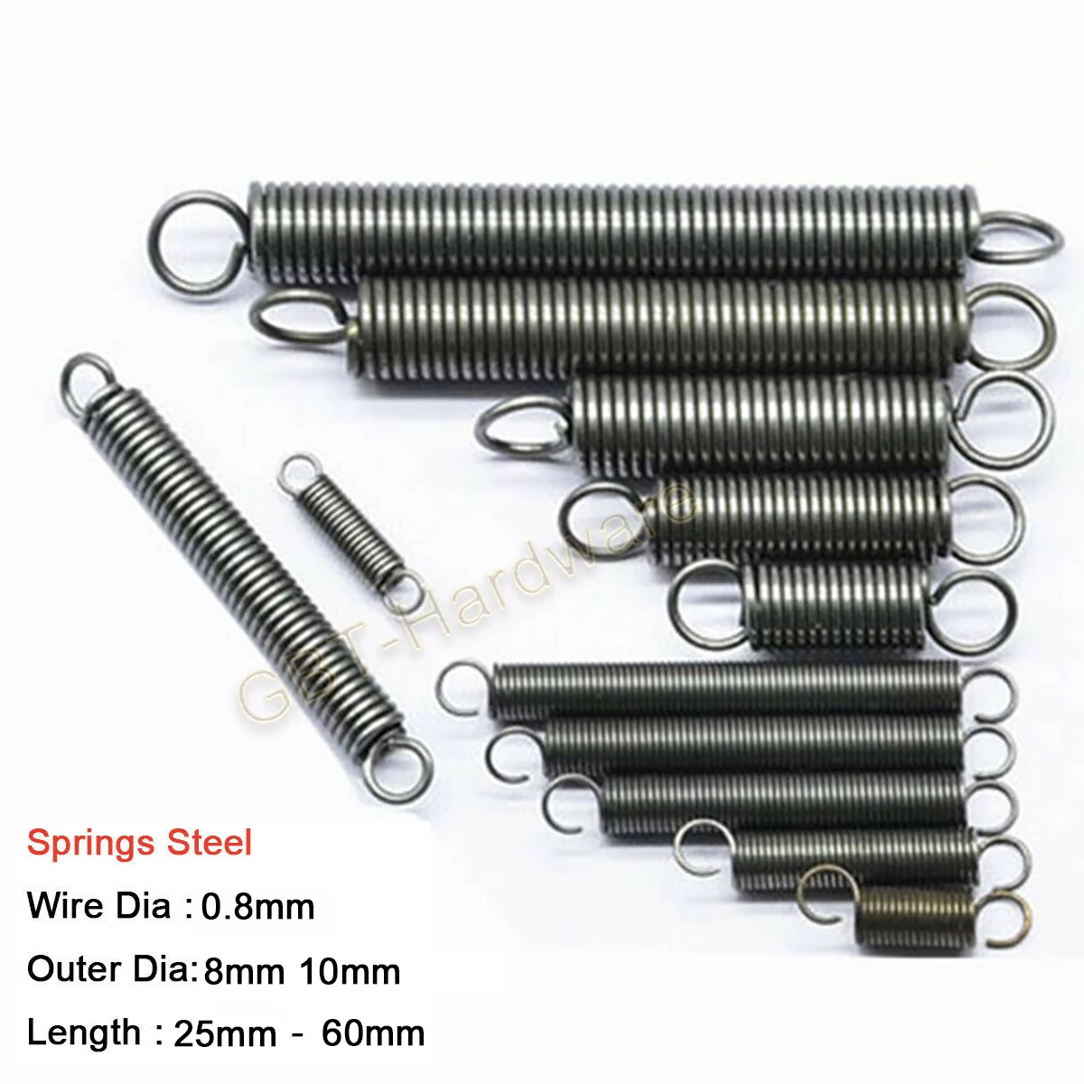 no logo Extension Springs 10Pcs Small Extension Spring Steel Wire Diameter 0.6mm Tension Spring with Hooks Outer Diameter 7mm Length 15-60mm Multipurpose Size : 0.6 x 7 x 15mm