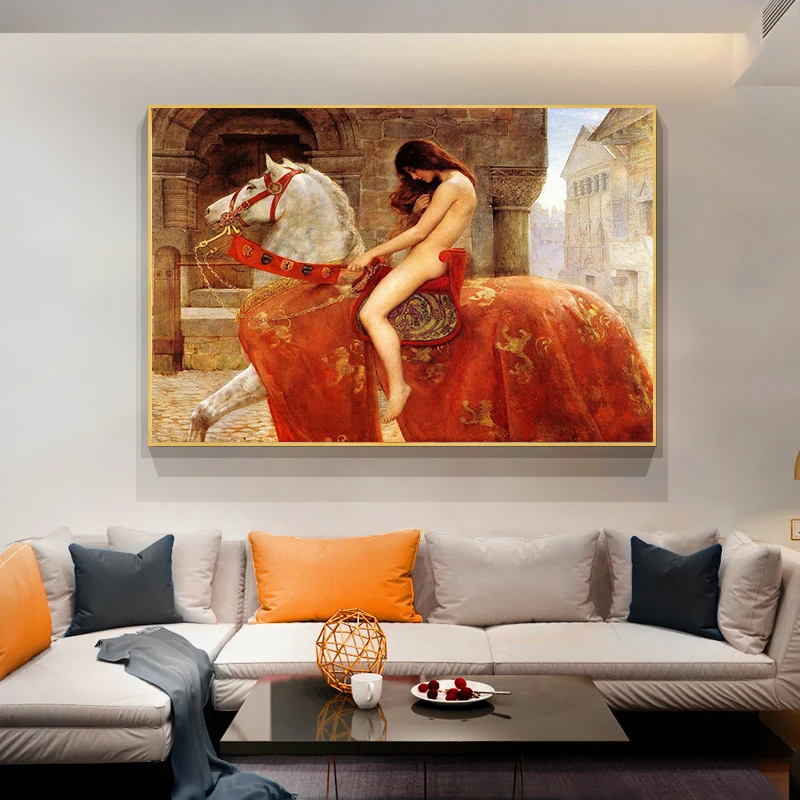 

Lady Godiva by John Collie Nude Woman Canvas Painting Posters and Prints Scandinavian Wall Pop Art Picture for living Room Decor