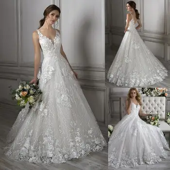 

2020 Newest Pluning V Neck Princess Wedding Dresses Sheer Cutaway Sides Sexy Backless A Line Bridal Wedding Gowns Sparkly Beaded