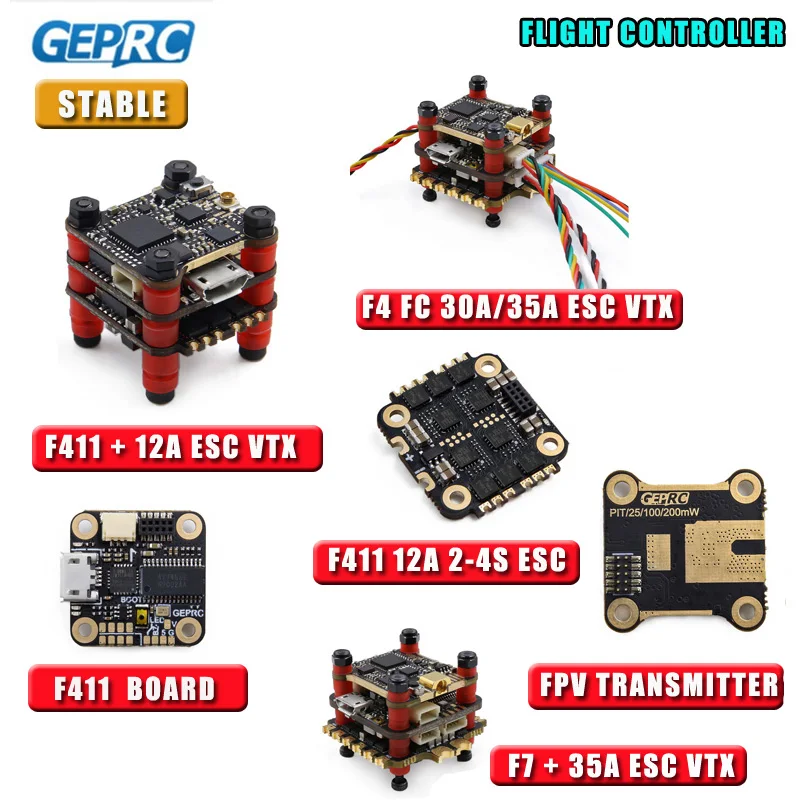 Оригинальный стабильный контроллер полета GEPRC F411/F4/F7 12A/30A/35A ESC 500 МВт/200 мВт VTX 200