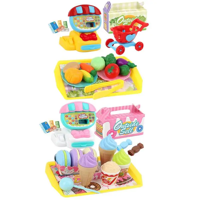 

1 Set Cartoon Kids Kitchen Pretend Play Toy ABS Plastic Ice Cream Vegetables Self-enhancement in Entertainment Novelty
