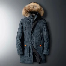  Men's Thermal Down Jacket Thick Puffer Jacket Men Coat High Quality Overcoat Winter Parka Men 90% White Duck Down Removable Cap 
