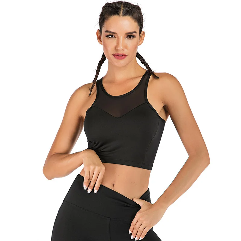 Женские спортивные бюстгальтеры с дышащей сеткой противоударной подкладкой