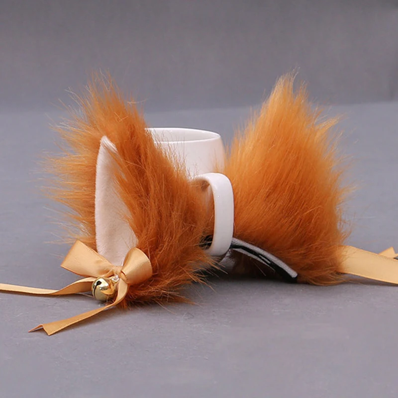 Anime Cat Fox Faux Fur Ear Hair Clip Party Cosplay Hairband Fur Headbands Girls Kawai Hair Accessories Animal Ears Hair Band goddess costume Cosplay Costumes