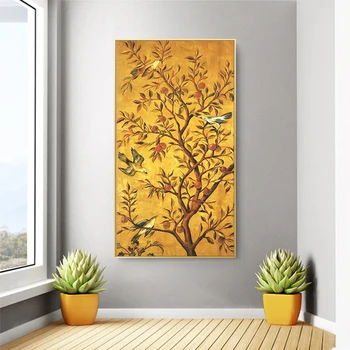 

Traditional Fortune Tree and Birds Oil Painting on Canvas Posters and Prints Cuadros Wall Art Pictures For Living Room