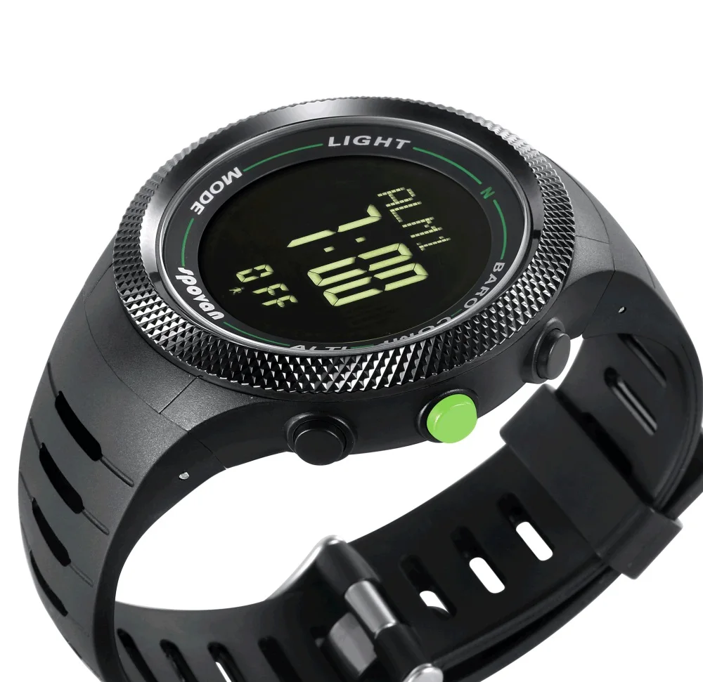 Spovan 50 м водонепроницаемый светодиодный цифровые часы для мужчин открытый бизнес Смарт-часы спортивные 3D шагомер компас погоды