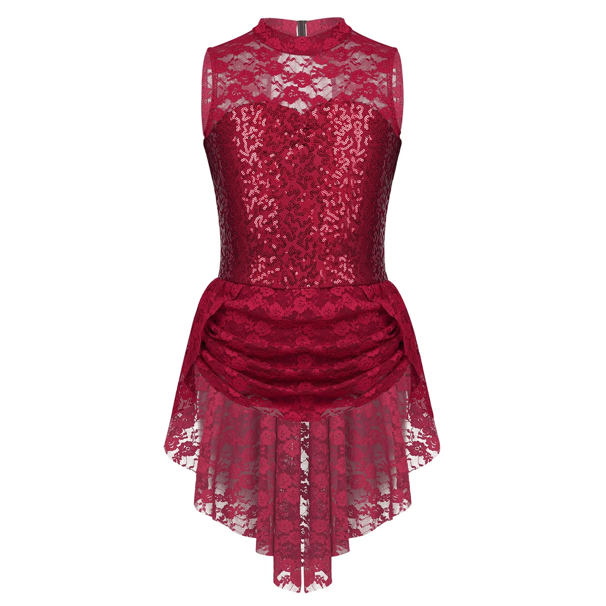 Балетное платье-пачка с блестками; костюм; кружевное платье для фигурного катания на роликах; гимнастика; танцевальный Купальник; юбка для девочек; Балерина - Цвет: Burgundy