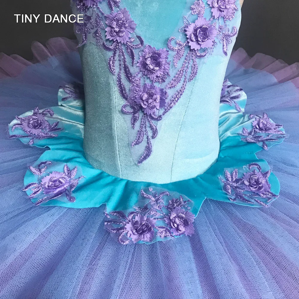 Aqua Blue балетная пачка бархатный лиф с Mauve 7 слоев плиссированные тюлевые балетное с юбкой пачкой пачка для выступлений костюмы BLL140