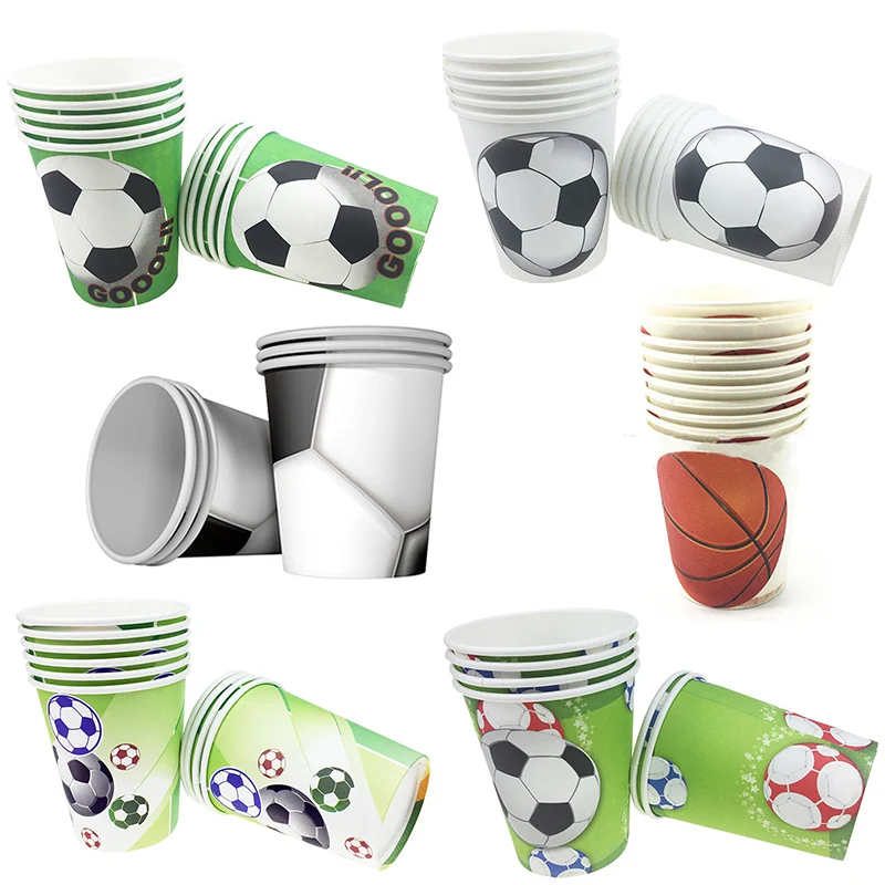 10pcs/lot Cute Basketball Football Paper Cups For Happy Birthday Party ...