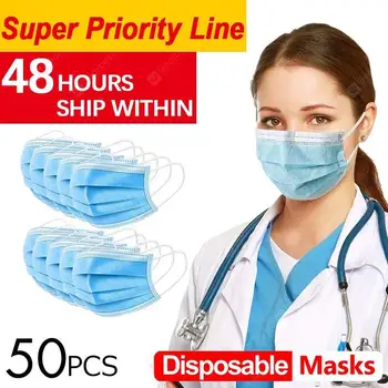 

50PCS Disposable Face Mask Elastic Dust Proof Spot Splash Protection for Health Care