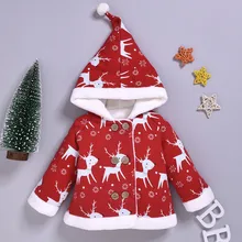 Детское зимнее пальто для маленьких мальчиков и девочек; Рождественская стеганая верхняя одежда с капюшоном и рисунком оленя; одежда для новорожденных; детская одежда;# E30