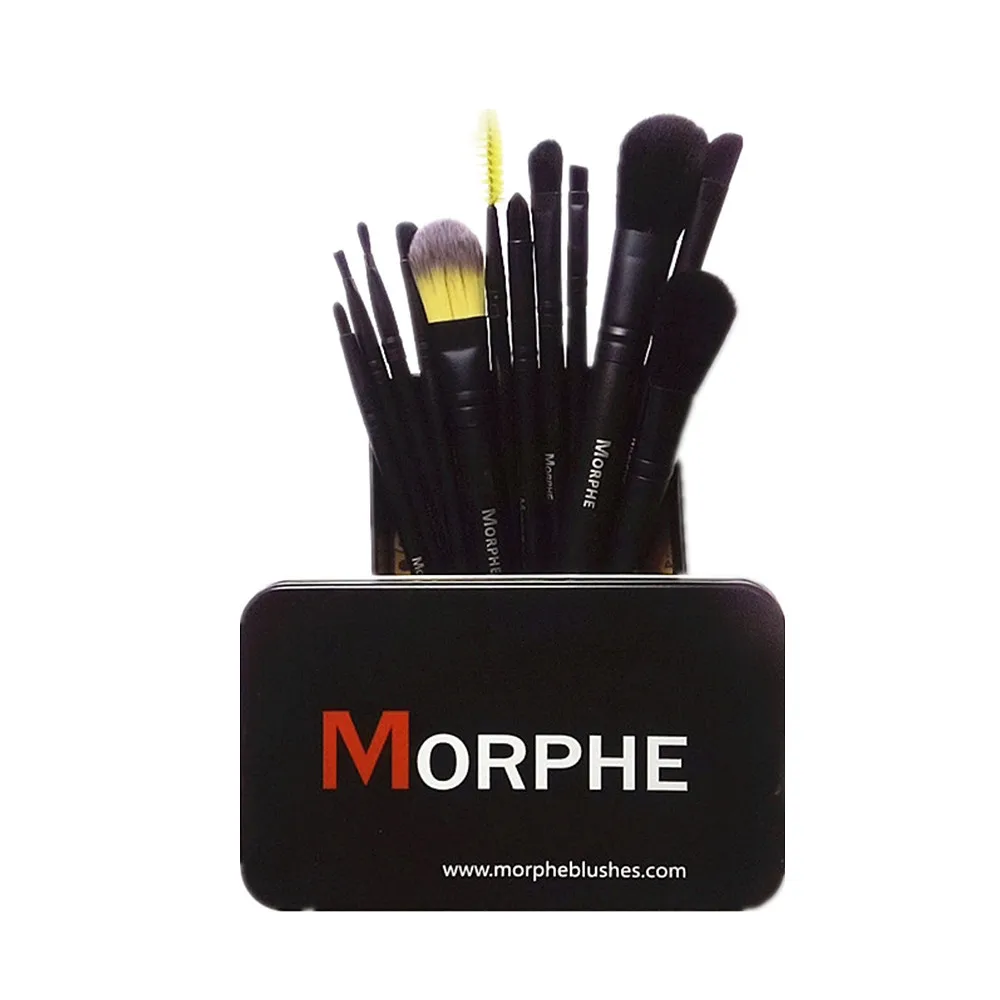 Новинка, morphe, черная железная коробка, набор кистей для макияжа, кисть для основы, morphe12, кисти для макияжа, инструменты для красоты