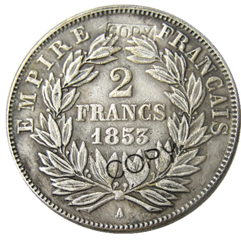 Франция 1853а 2 Франка посеребренные копии монет