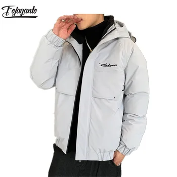 

FOJAGANTO Brand Men Casual Hooded Parkas Winter Men Fashion Patchwork Slim Fit Coat Thick Warm Homme's Zipper Parka Jacket