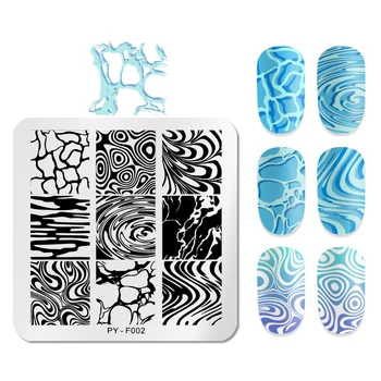 

PICT YOU Square Nail Stamping Plates Water Pattern Series Design Plate Stainless Steel Nail Art Image Templates Tools F002