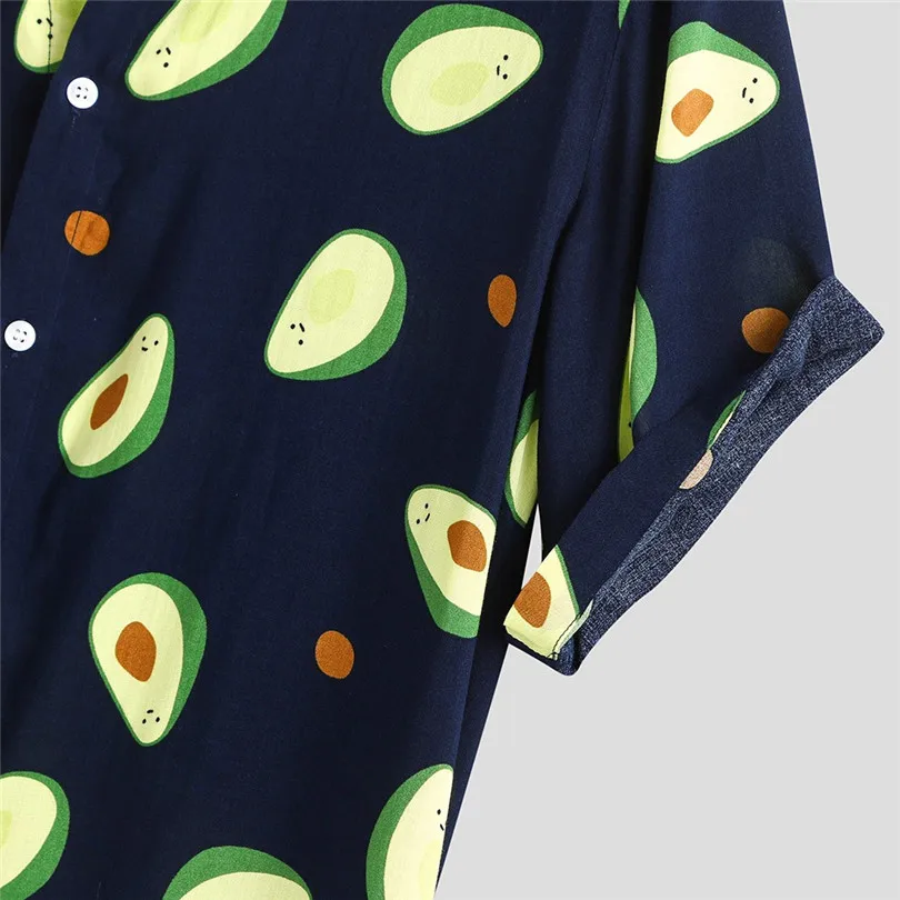 New Men Funny Fruit Avocado Printed Casual Shirts  2019 Summer Fashion Turn Down Collar Short Sleeve Casual Shirts #E26 (13)