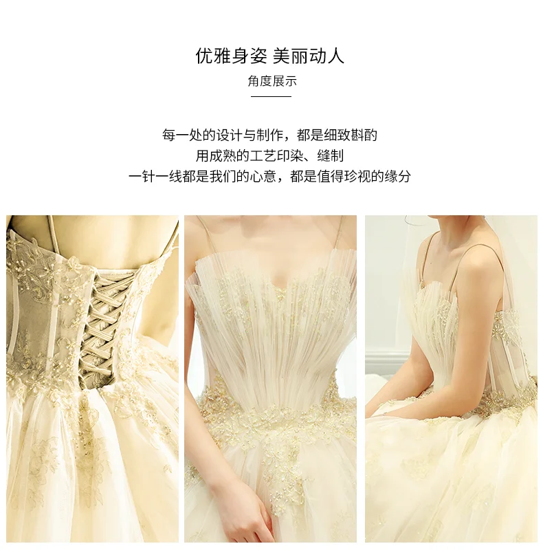 Robe De Mariage, роскошное свадебное платье, бальное платье с коротким рукавом, свадебные платья цвета шампанского, свадебное платье принцессы с длинным шлейфом